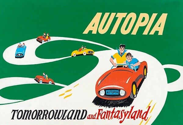Autopia Print Poster Disneyland Omnibus Tomorrowland Fantasyland Reproduction