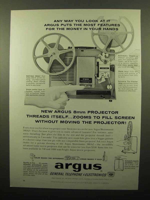 1961 Argus Showmaster 500AZ Projector Ad - Any Way