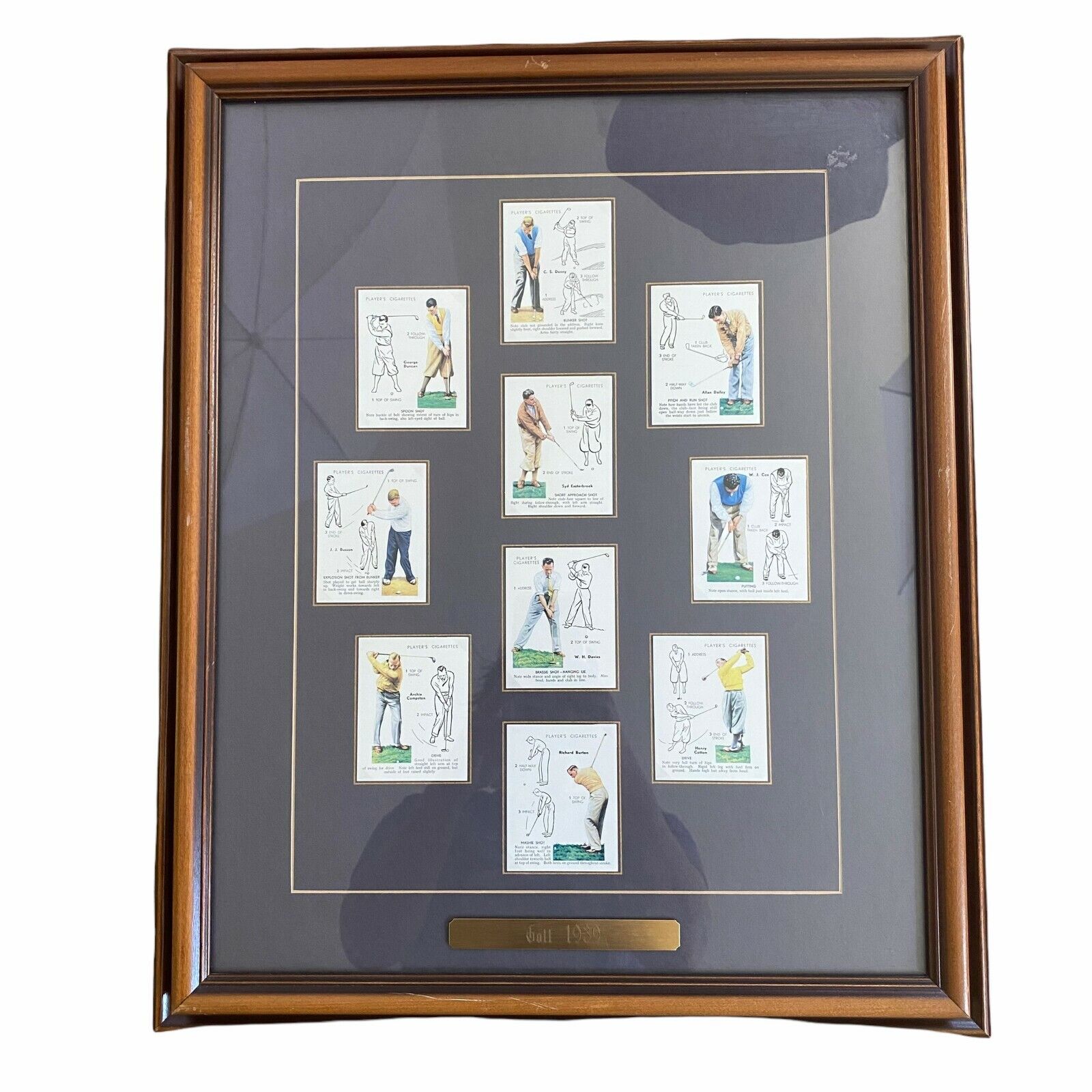 Golf 1939 Vintage Players Cigarettes Card Set of 10 John Player & Sons Framed