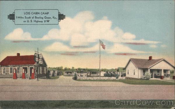 Bowling Green,KY Log Cabin Camp Warren County Kentucky Mid-West Map Co. Postcard