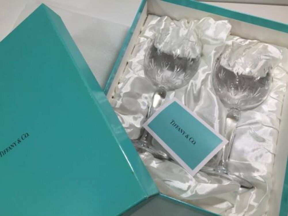 Tiffany & Co Wine glass pair set with box unused from Japan 