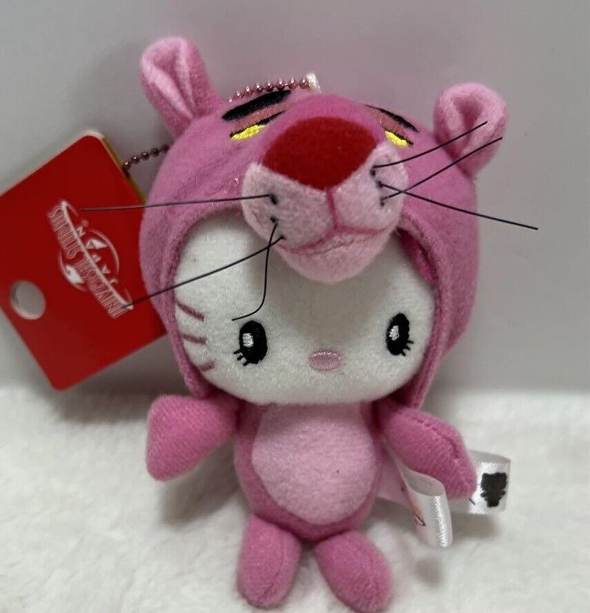 USJ Hello Kitty x Pink Panther Plush Ball Chain 3.9” Universal Studios Japan