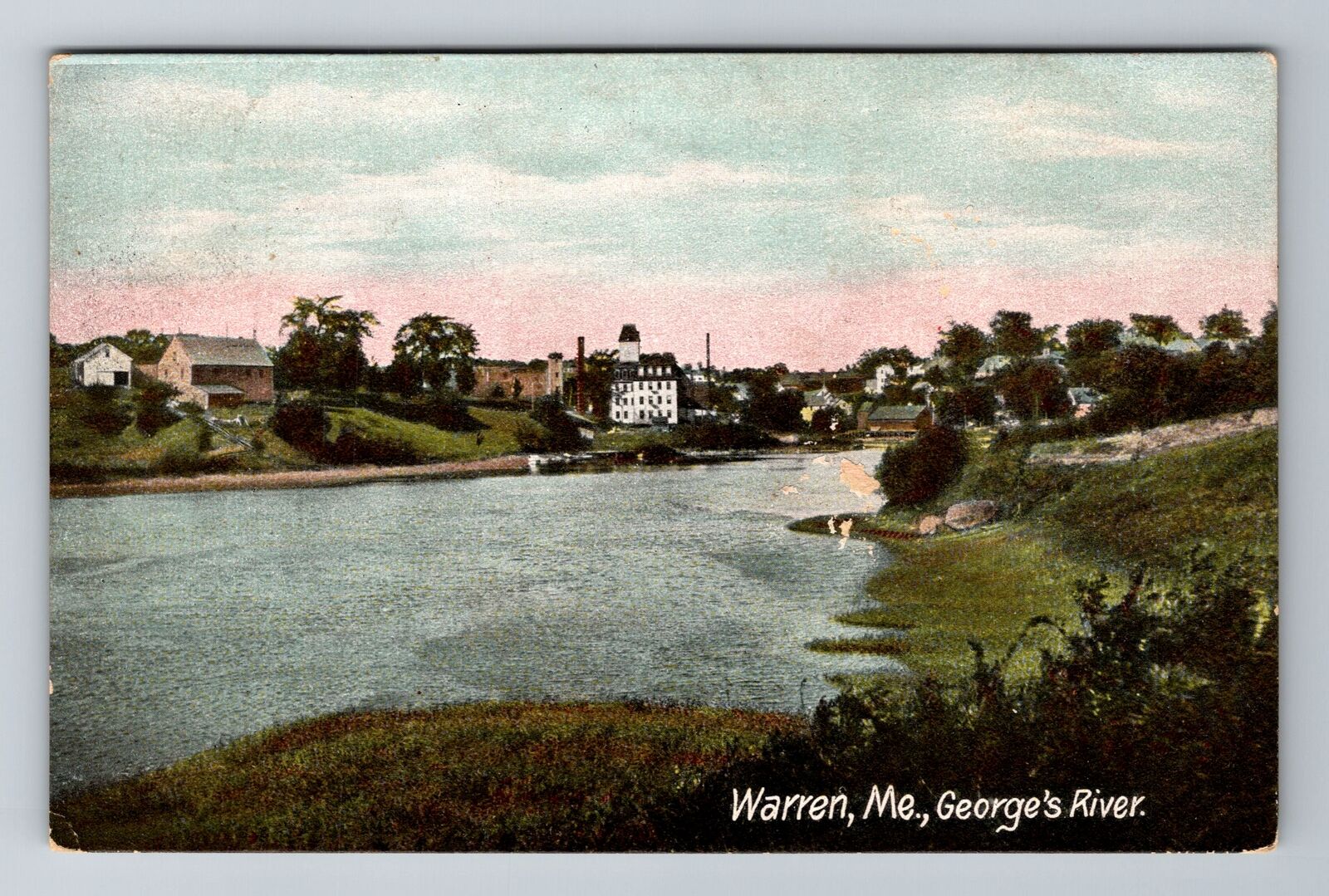 Warren ME-Maine, George\'s River, Antique, Vintage c1907 Souvenir Postcard