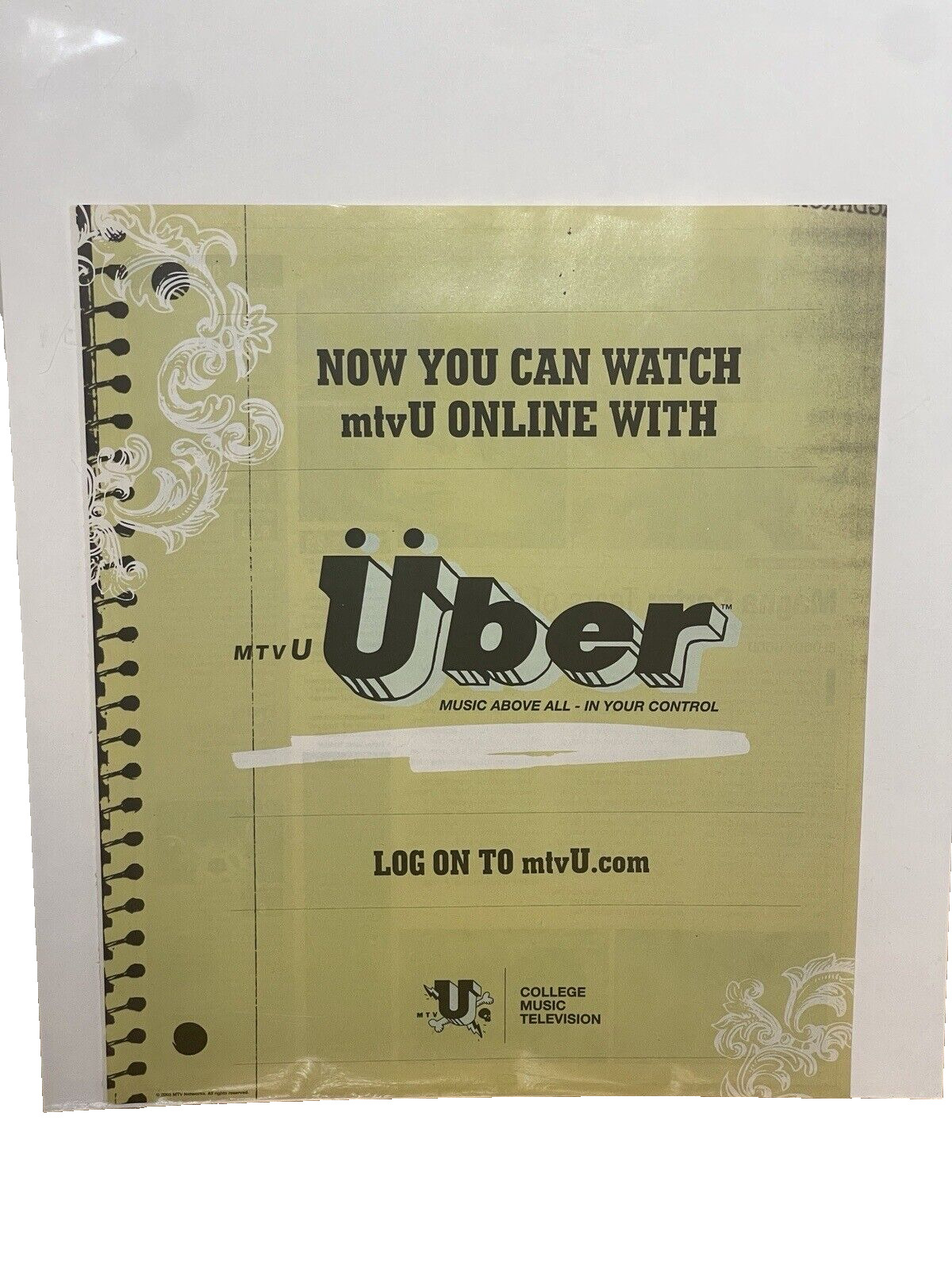 MTV Uber College Music Television Print Ad