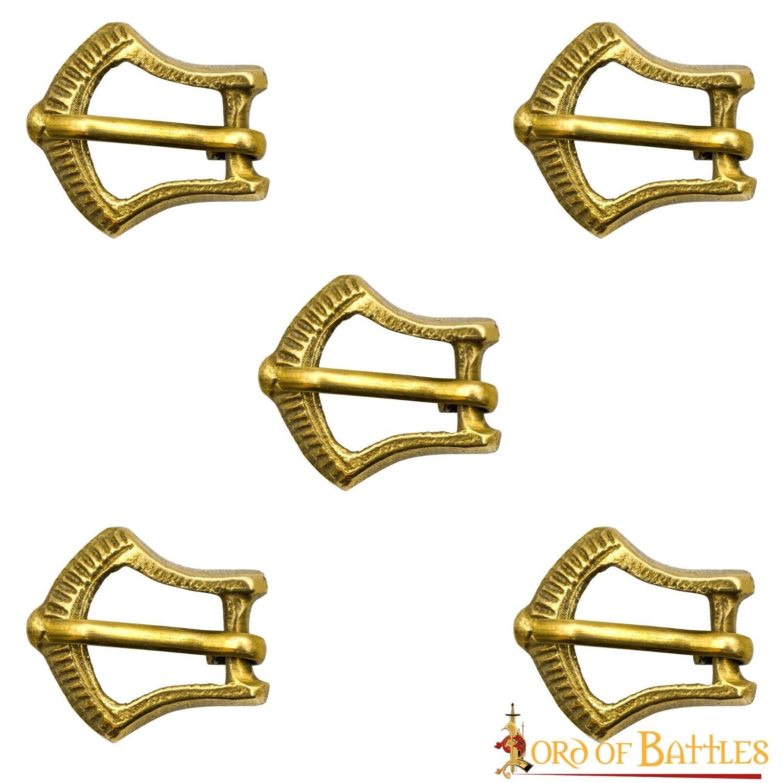 Medieval Belt Buckles Pure Solid Brass Viking Leather Accessory Small Set of 5