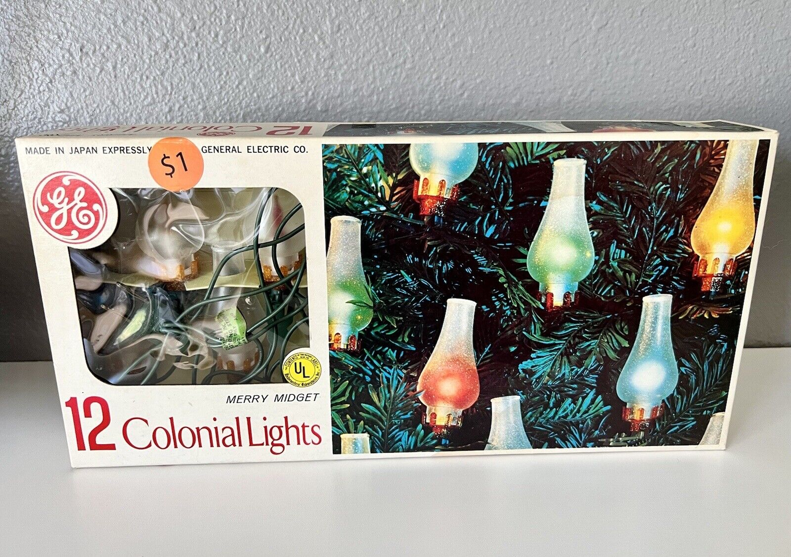 Vintage GE Merry Midget Colonial Lights 12-Count Christmas Tree Multicolor Works