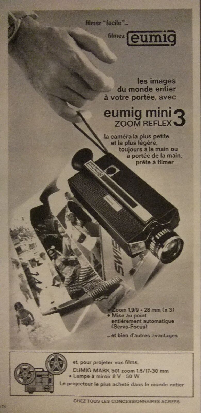 1972 FILM EUMIG MINI ZOOM REGLEX 3 EUMIG MARK 501 ADVERTISEMENT - ADVERTISING