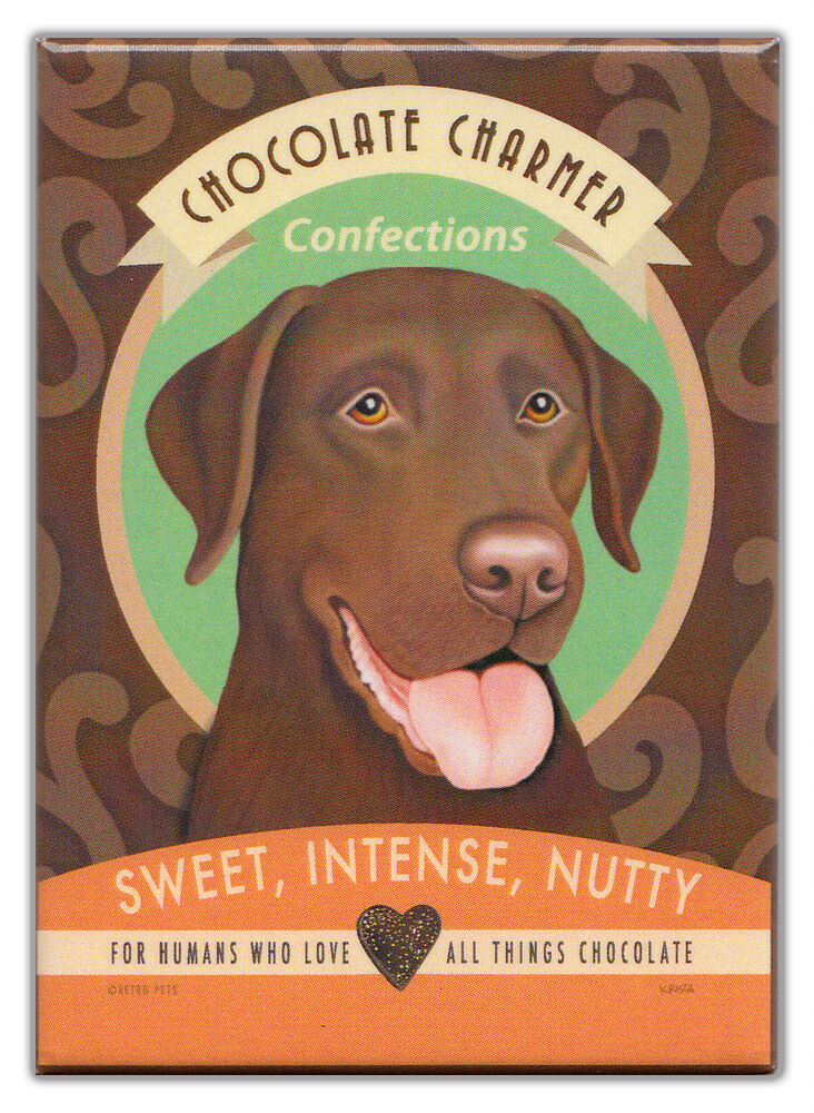 Retro Dogs Refrigerator Magnets: CHOCOLATE LAB | Vintage Advertising Art