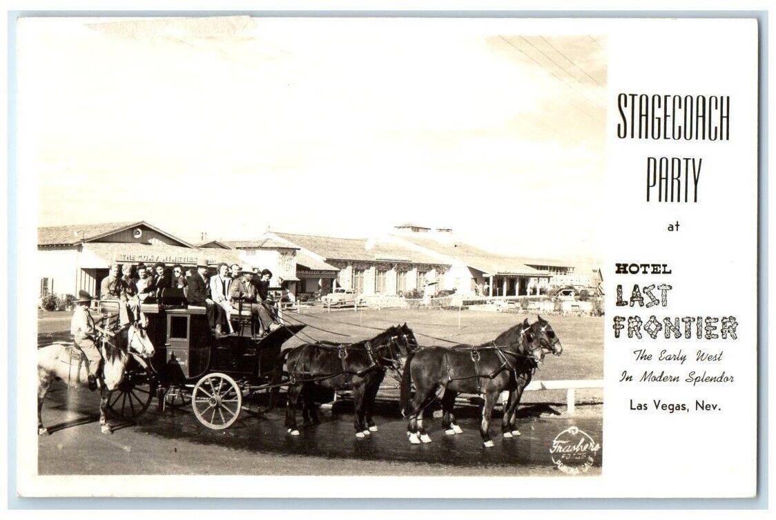 c1940's Lost Frontier Hotel Stagecoach Party Las Vegas NV RPPC Photo Postcard