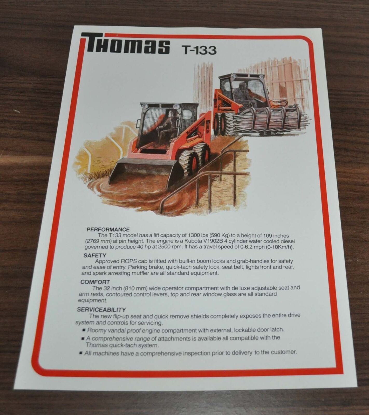 Thomas T-133 Compact Loader Specifications Brochure Prospekt