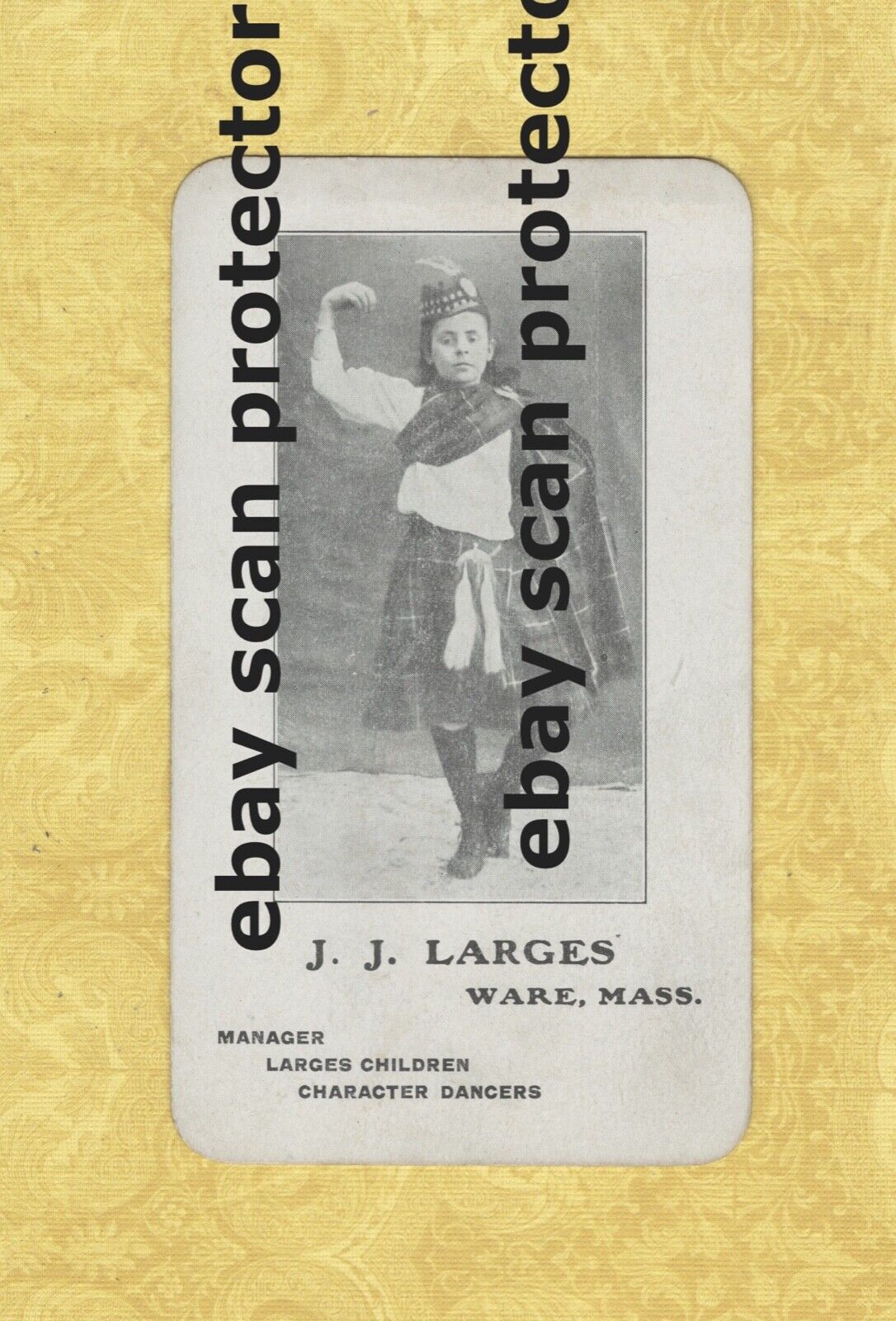 MA Ware 1900-39 postcard J J LARGES MANAGER LARGES CHILDREN CHARACTER DANCERS
