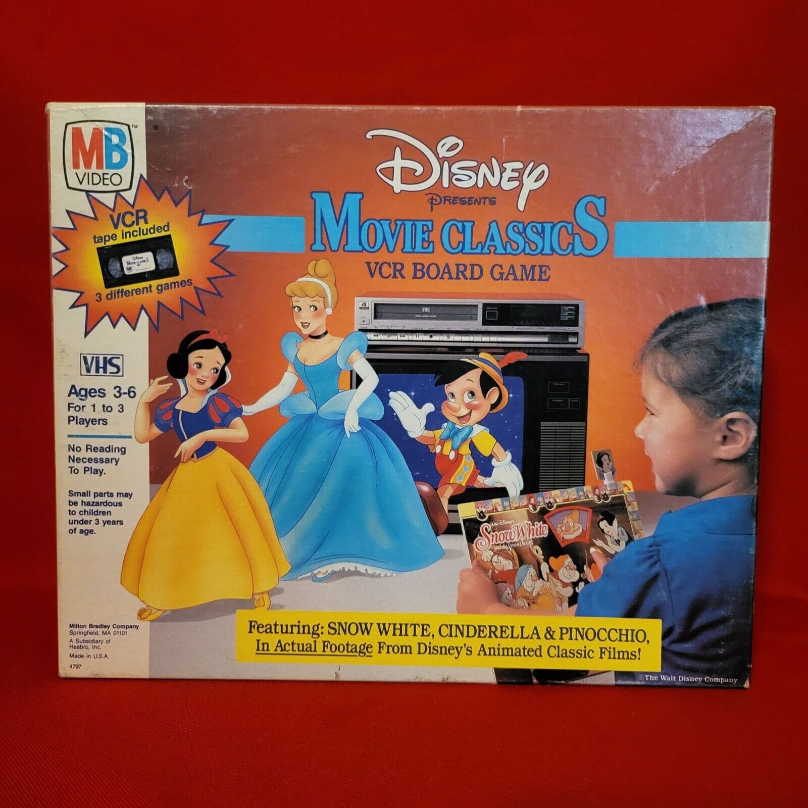 Vintage Disney Movie Classics  Snow White Cinderella & Pinocchio VCR Board Game