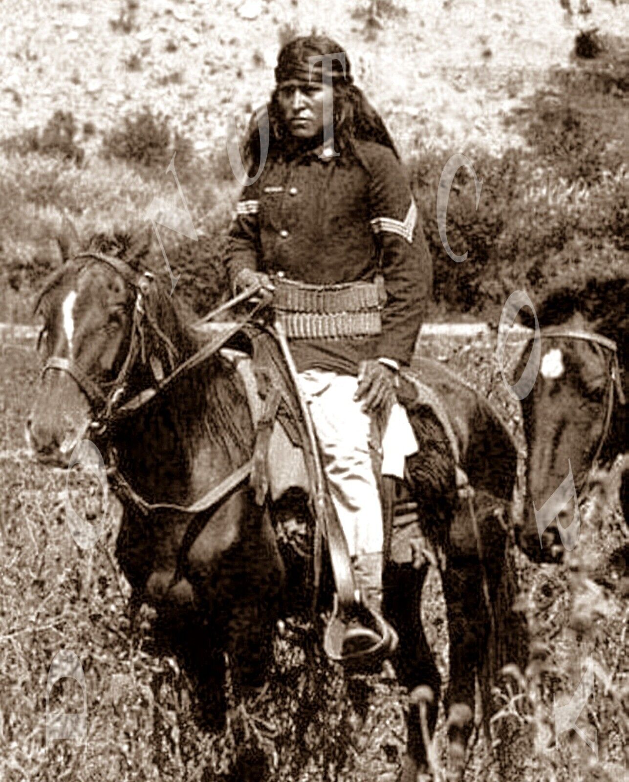 Antique Reproduction 8X10 Photograph Print of Apache Indian Sergeant of Scouts