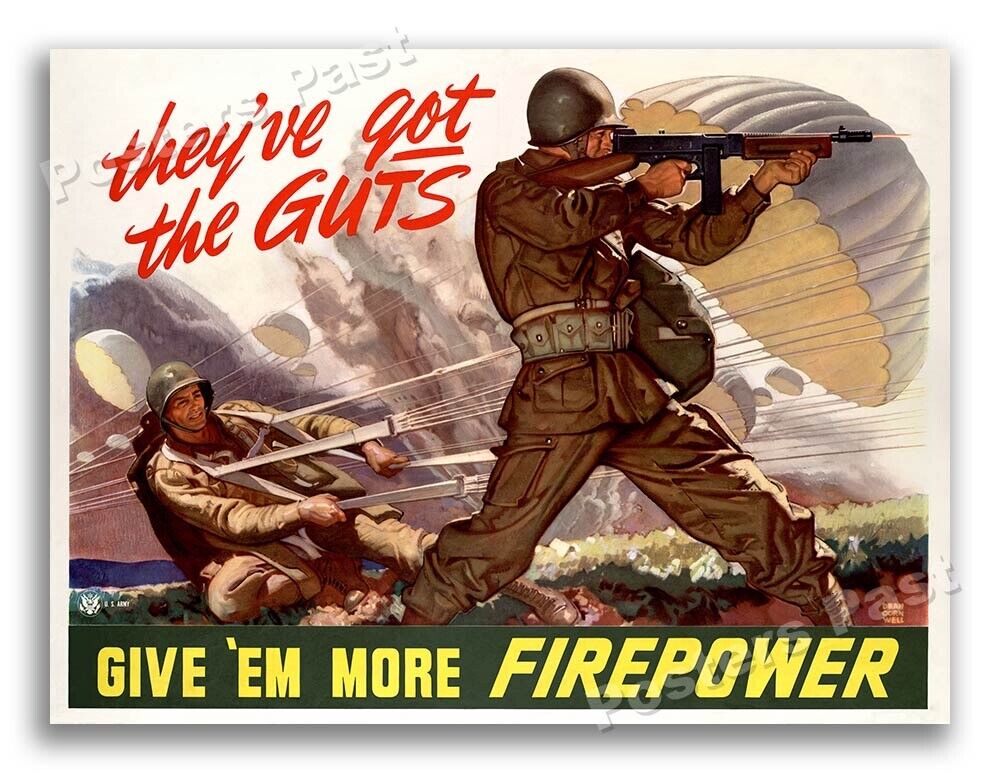 “Give 'Em More Firepower” 1943 Vintage Style WW2 War Poster - 18x24