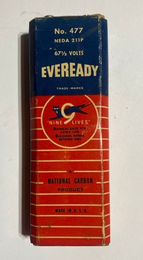 RARE Eveready  No. 477 67 1/2 Volts Battery  Antique