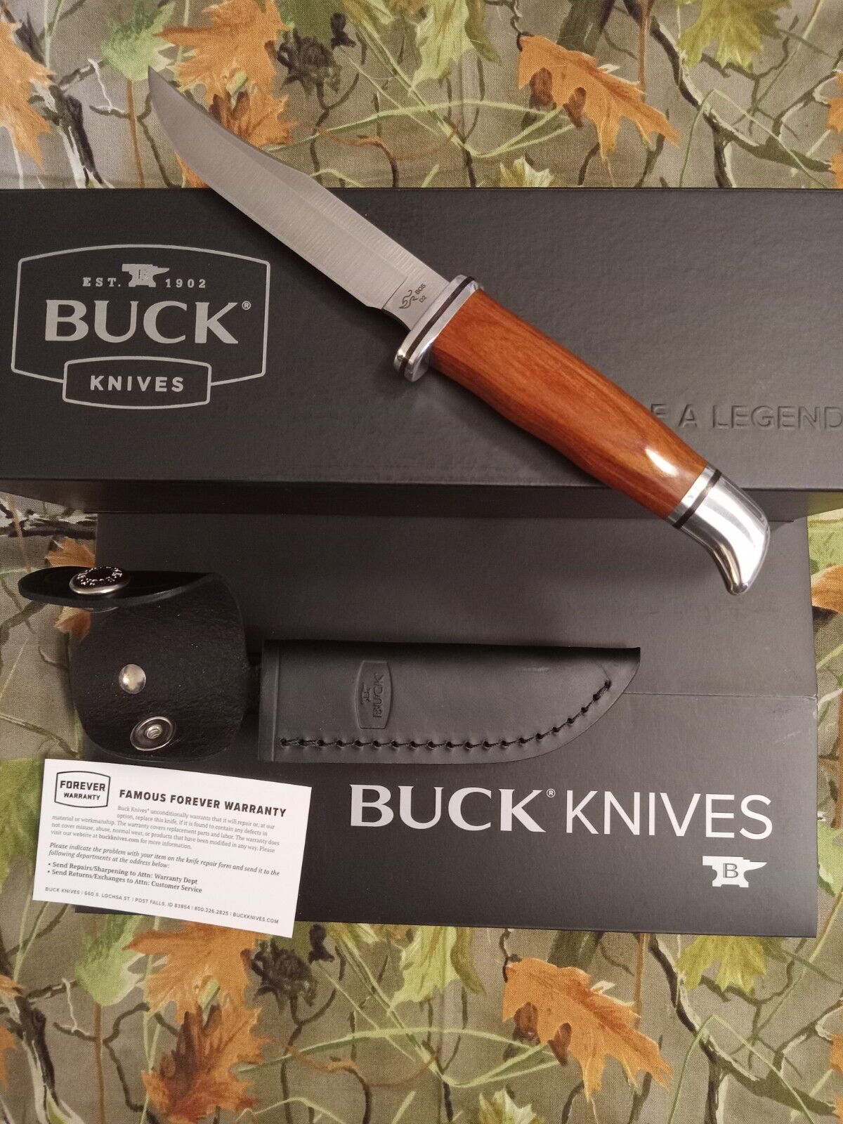 New 2024 Buck Knives 102 Woodsman Heritage Pro Series fixed D2 steel Cocobolo