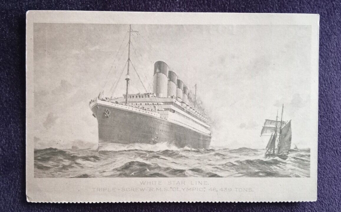 Antique Ship Postcard White Star Line Triple Screw Steamer R.M.S. Olympic RARE