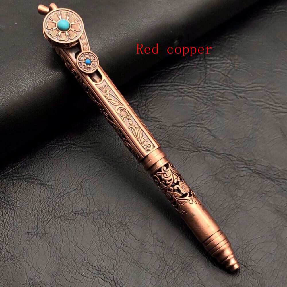 Classic EDC Solid Brass Steampunk Mechanical Disc Pen Pocket Tool Signature Pen 