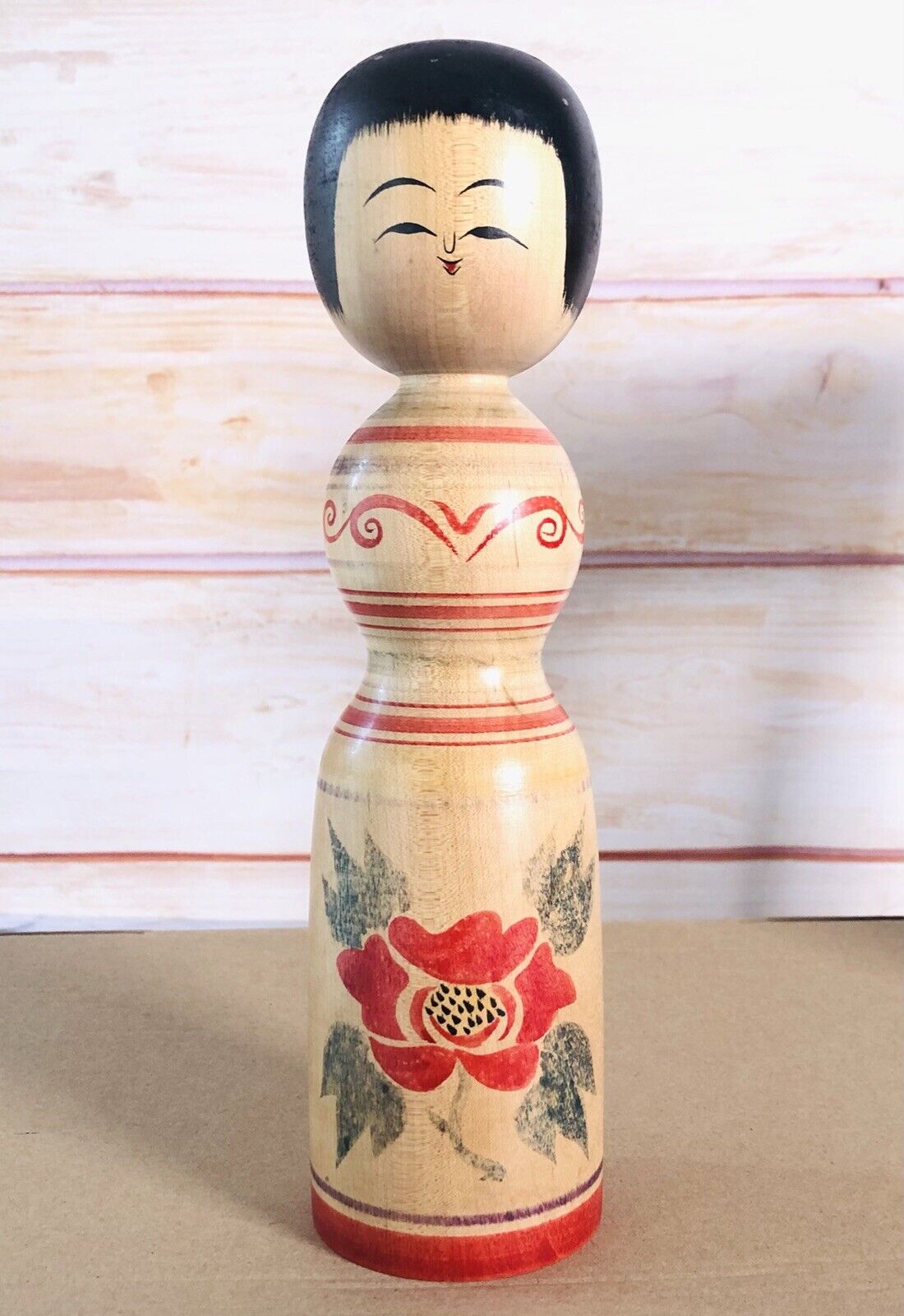 Vintage Smiley Kokeshi Tsugaru-kei Doll 24cm/9.4 in tall a02