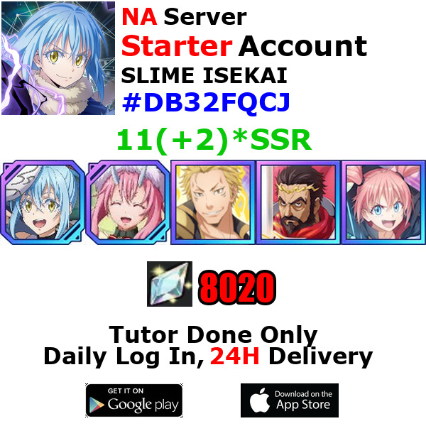 [NA][INST] Slime ISEKAI Starter Account 11(+2)SSR 8020+Crystals #DB32