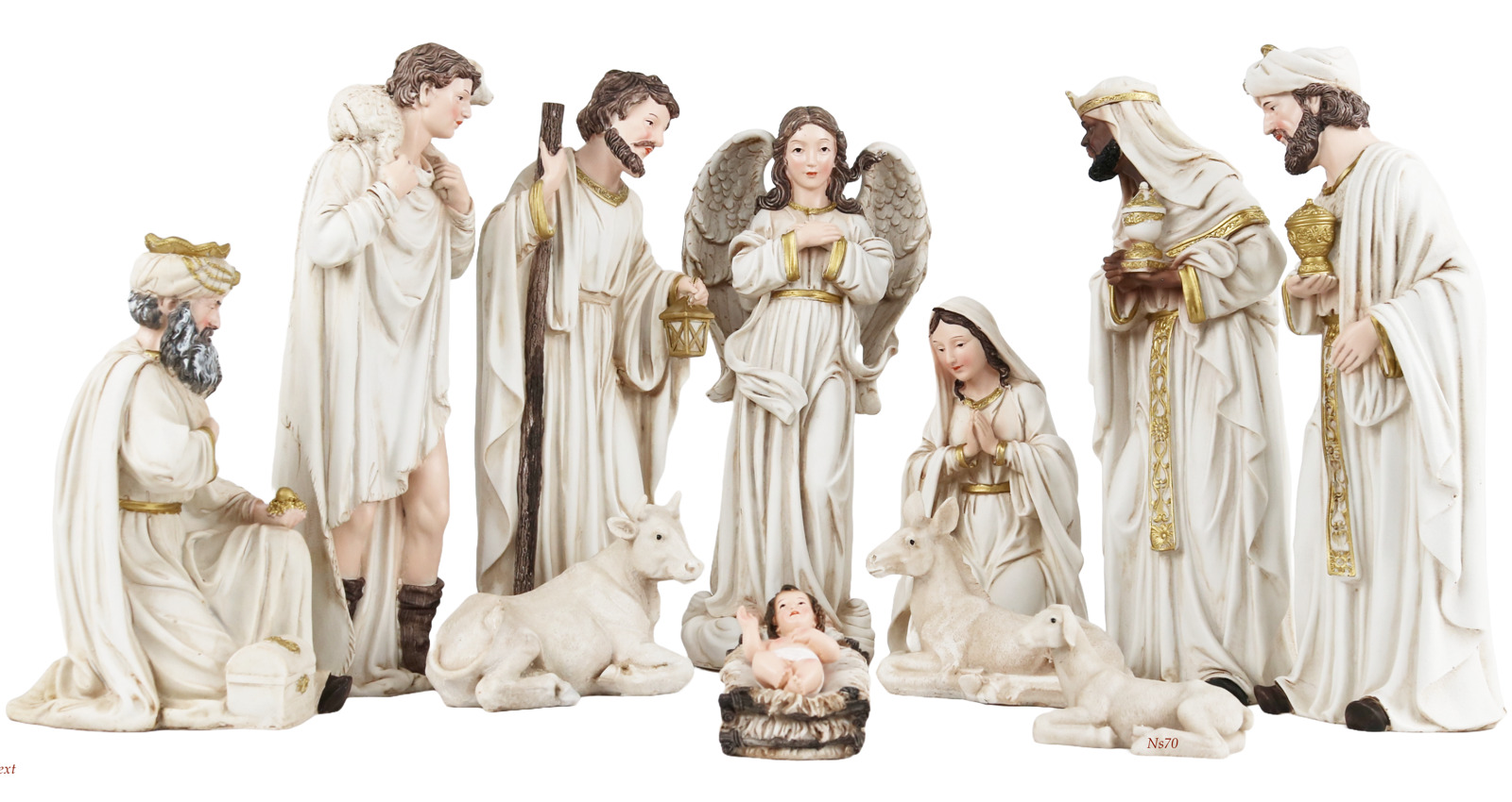 12 Inch White Off  Christmas  Nativity 11 Pcs Complete Scene Nacimiento Navideño