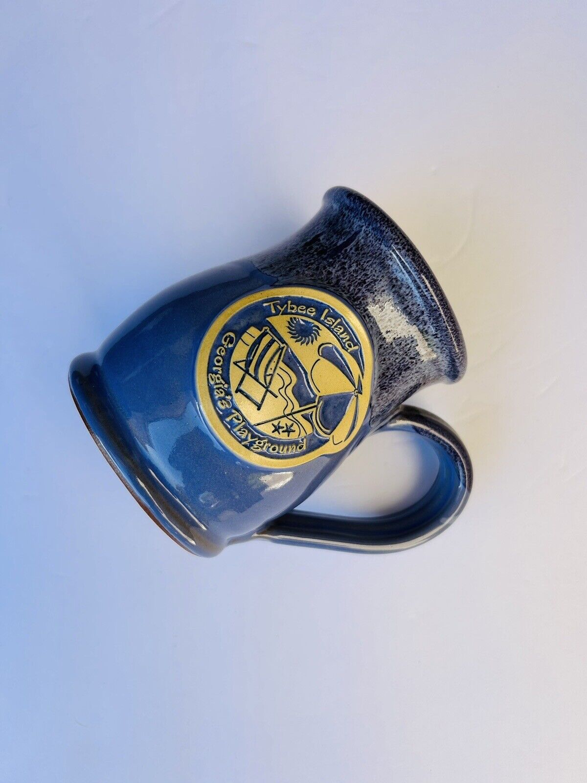 Deneen Pottery Hand thrown Tybee Island Georgias Playground  Blue Coffee 