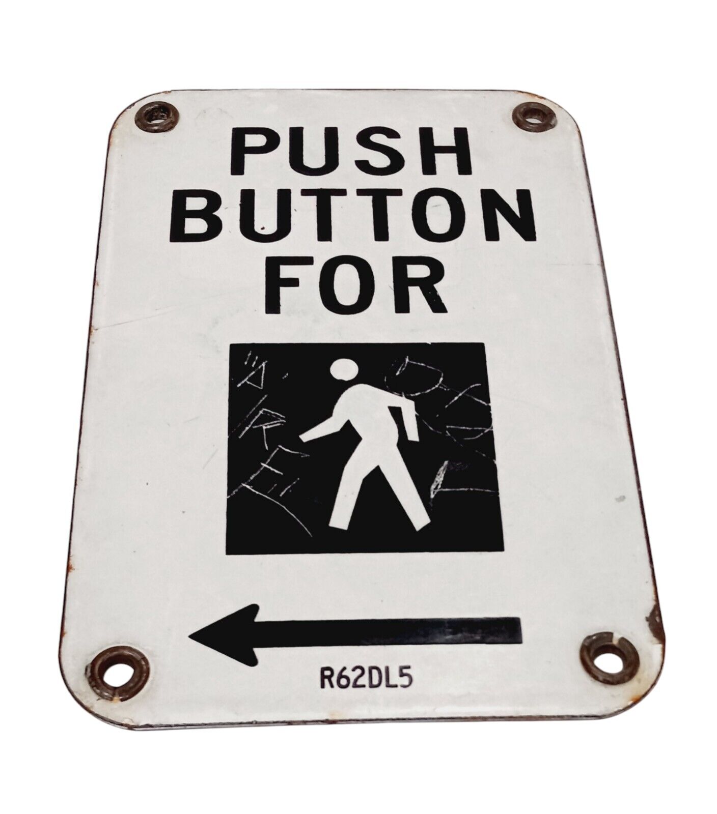 Vtg Porcelain Metal Street Sign Push Button For Cross Walk Signal Authentic