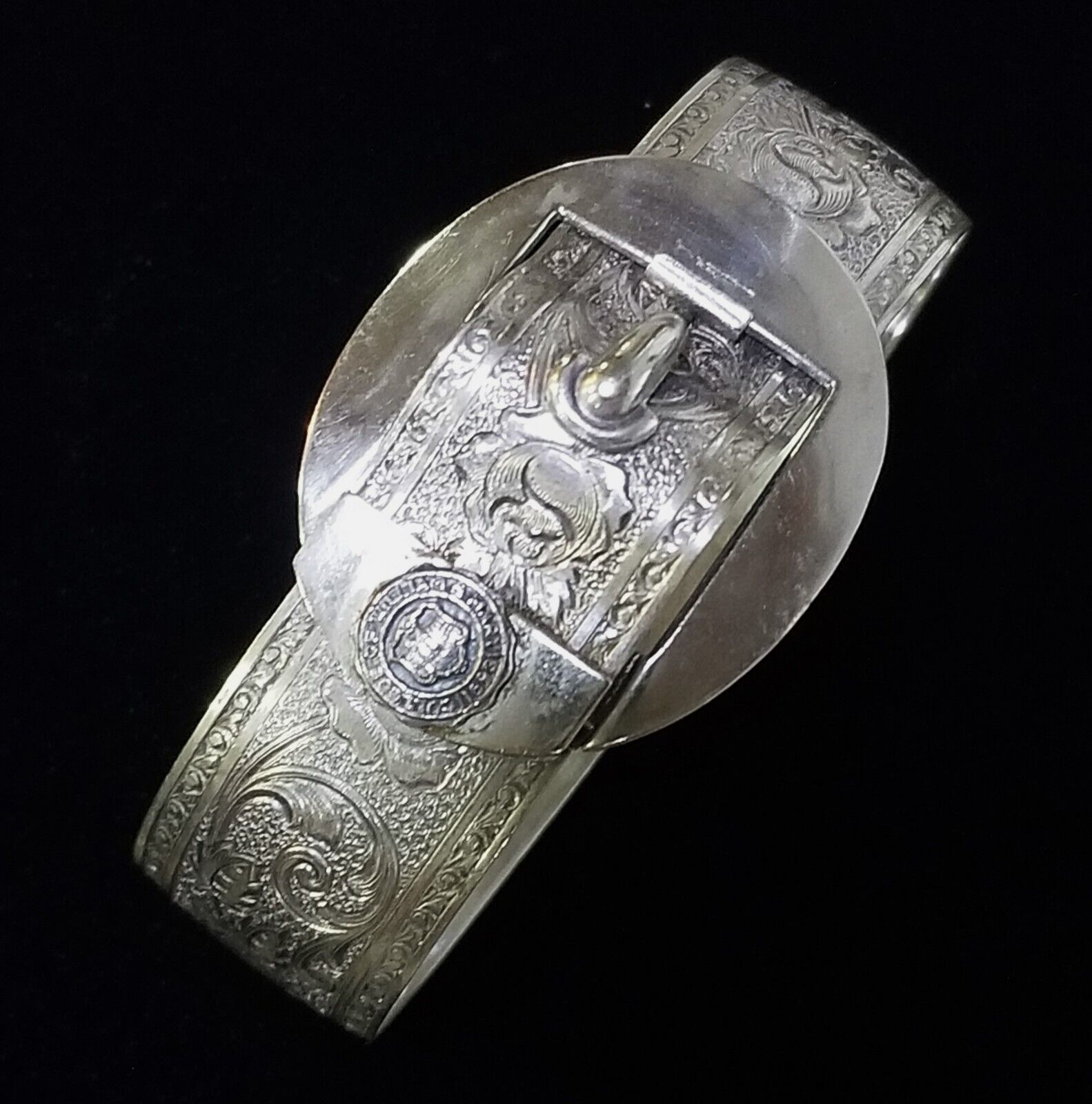 RARE Antique Silver Buckle Bracelet COLLEGE of WILLIAM & MARY Seal 1693