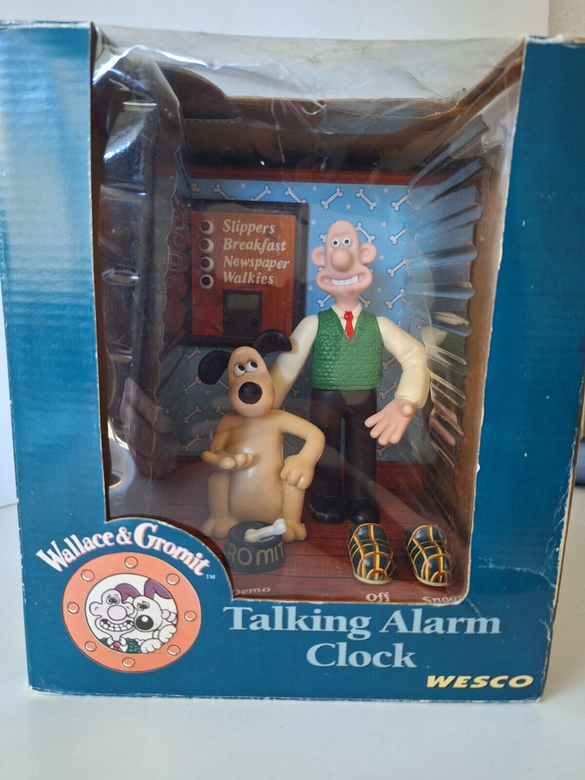 Wallace & Gromit Talking Alarm Clock Vintage Wesco 1995 New Unused In Box