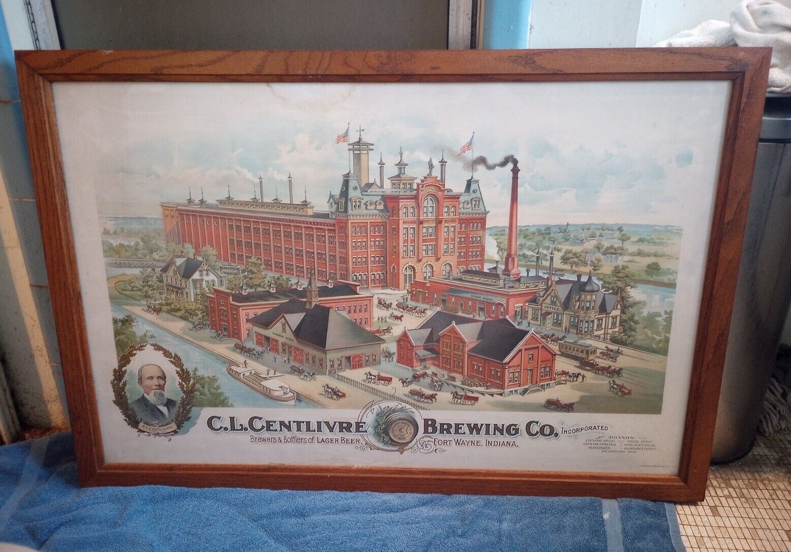 Rare Antique C.L. Centlivre Brewing Co. Litho Poster Sign 27.5x40.5 Ft. Wayne IN