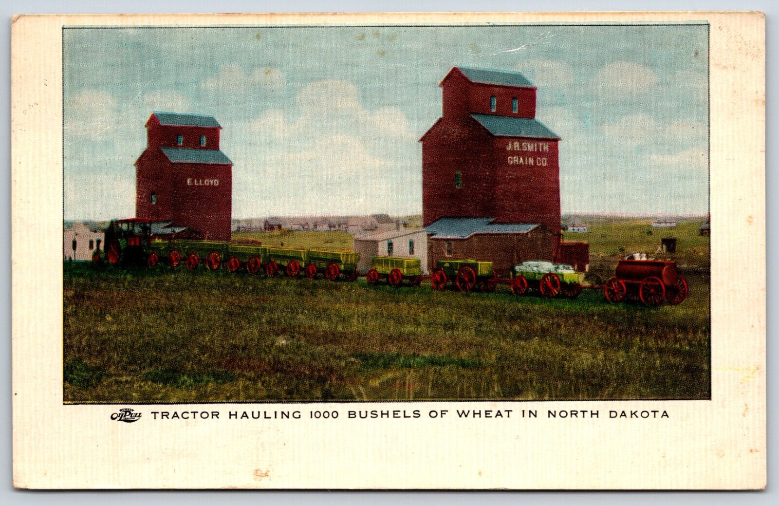 Postcard Tractor Hauling 1000 Bushels Of Wheat In North Dakota Posted
