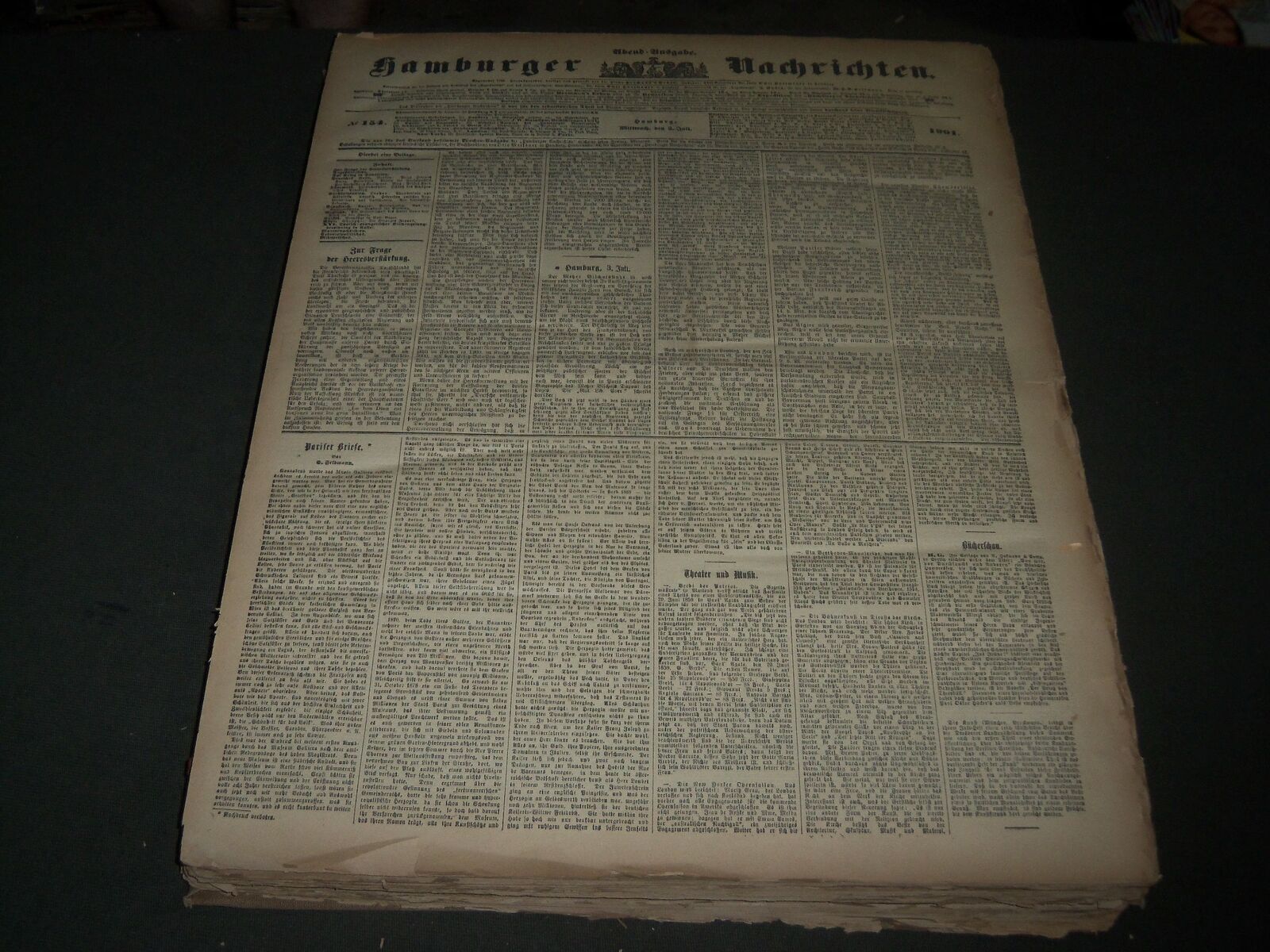 1901 JULY 3-AUGUST 31 HAMBURGER NACHRICHTEN GERMAN NEWSPAPER LOT - BV 163
