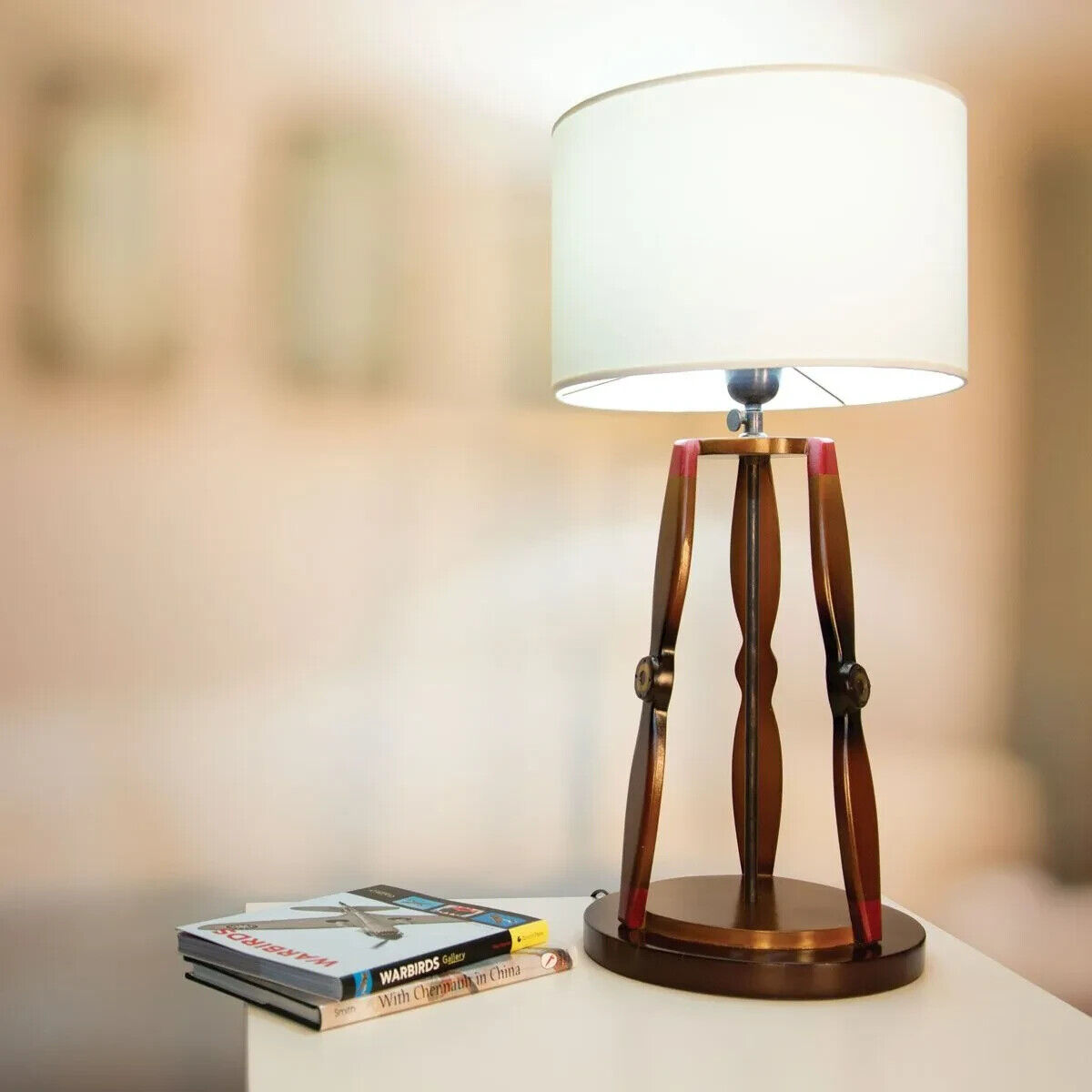 Vintage Mahogany Propeller Table Lamp