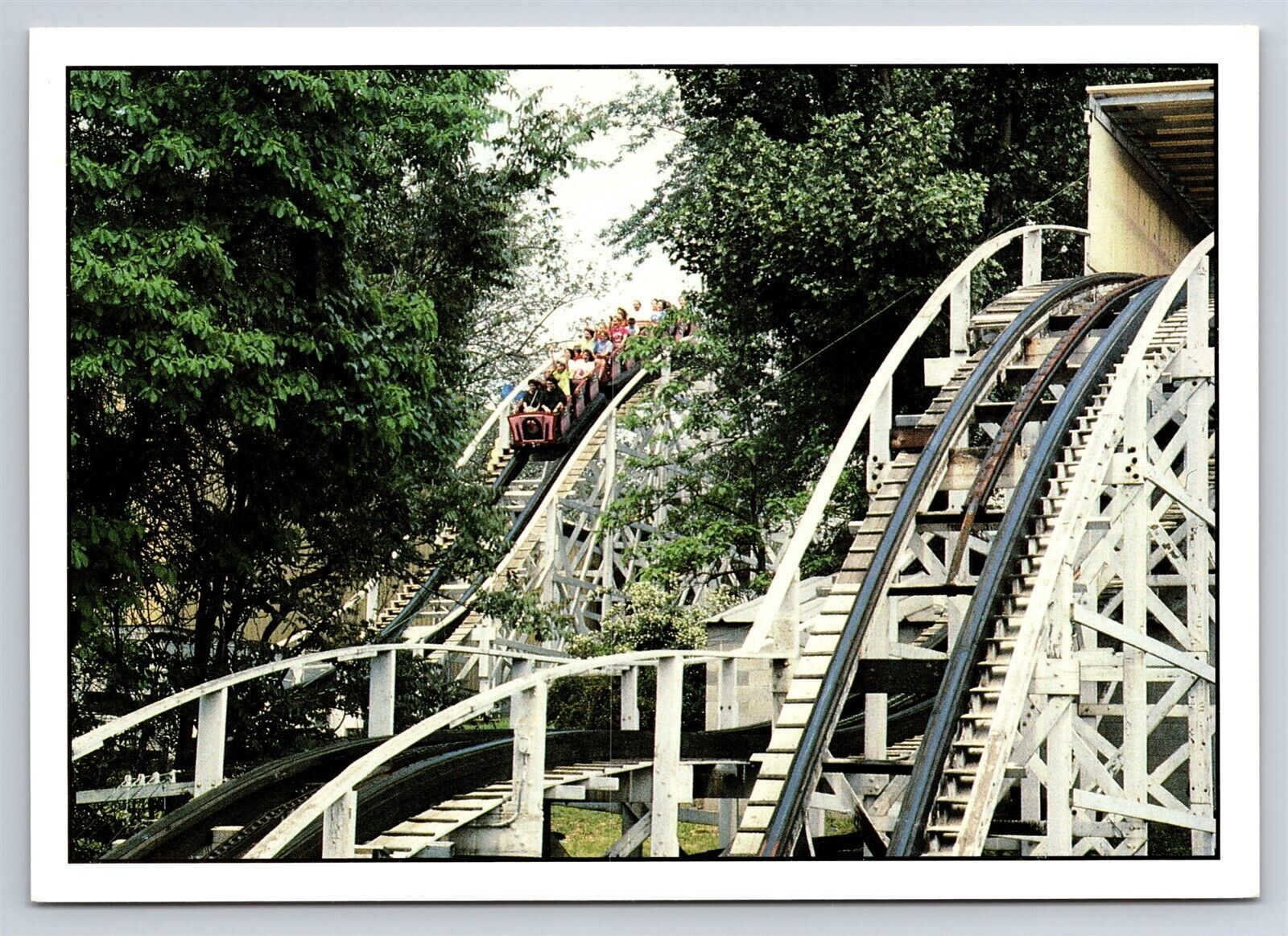 Postcard PA Kennywood Amusement Park Jack Rabbit Wooden Roller Coaster AU13