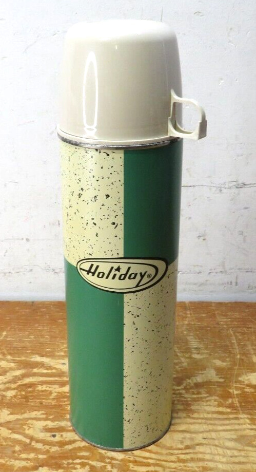 Vintage King Seeley Holiday Thermos 2471 Quart Size Green White w/ Cup
