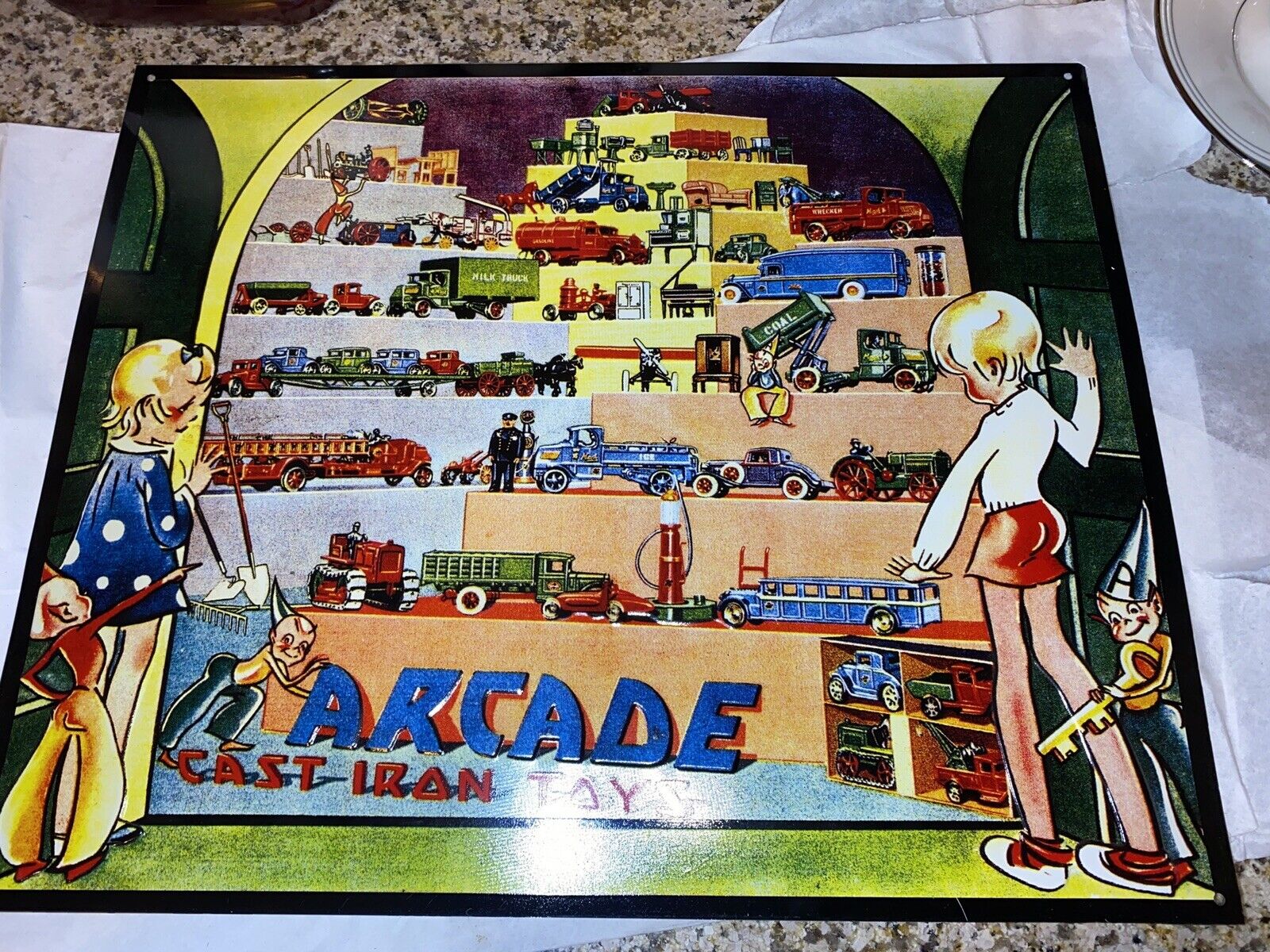 Arcade Cast Iron Toys Sign Vintage