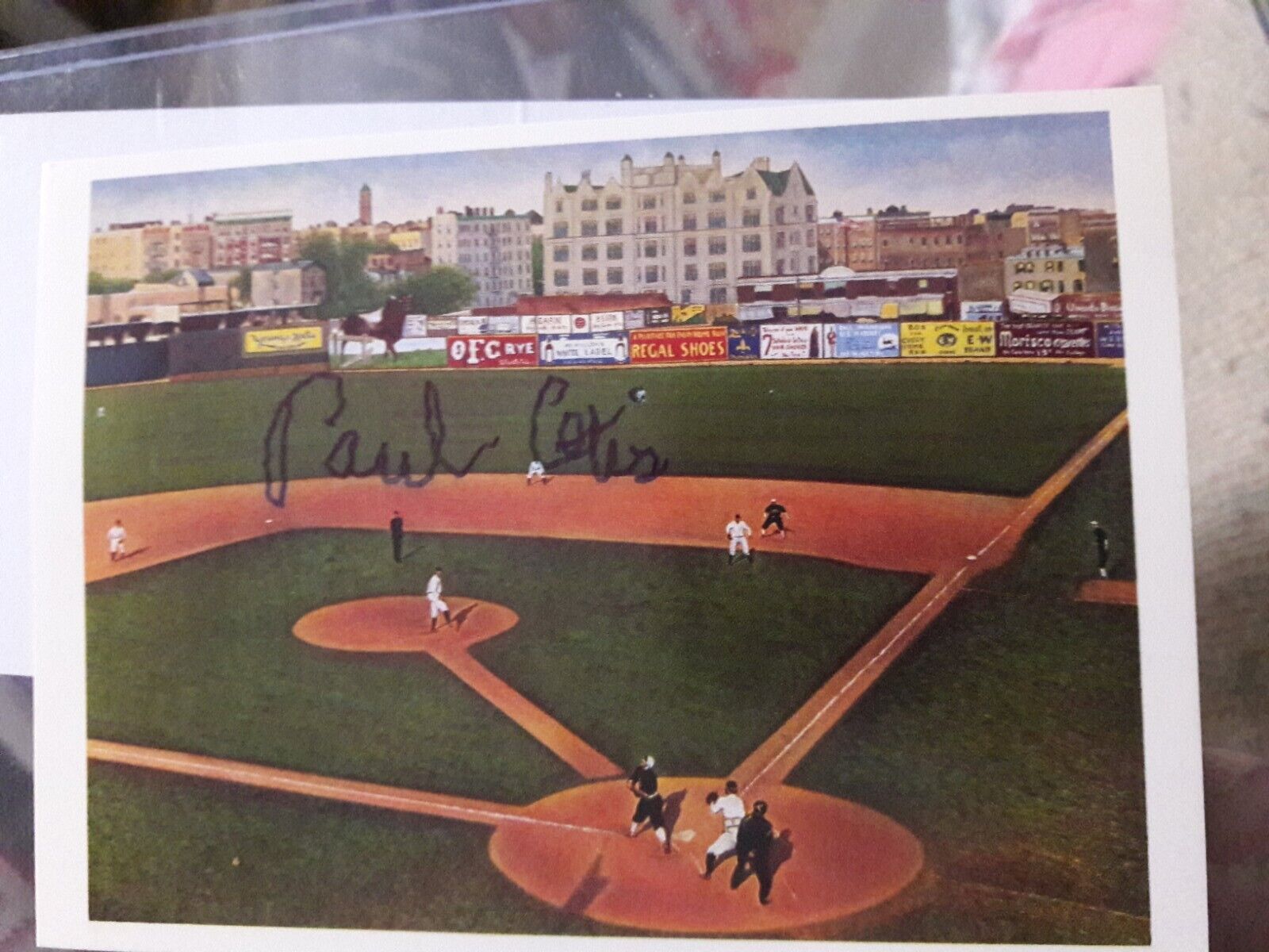 Paul Otis 1912 NY Highlanders Signed 4x6 Highlanders Litho Postcard JSA Yankees