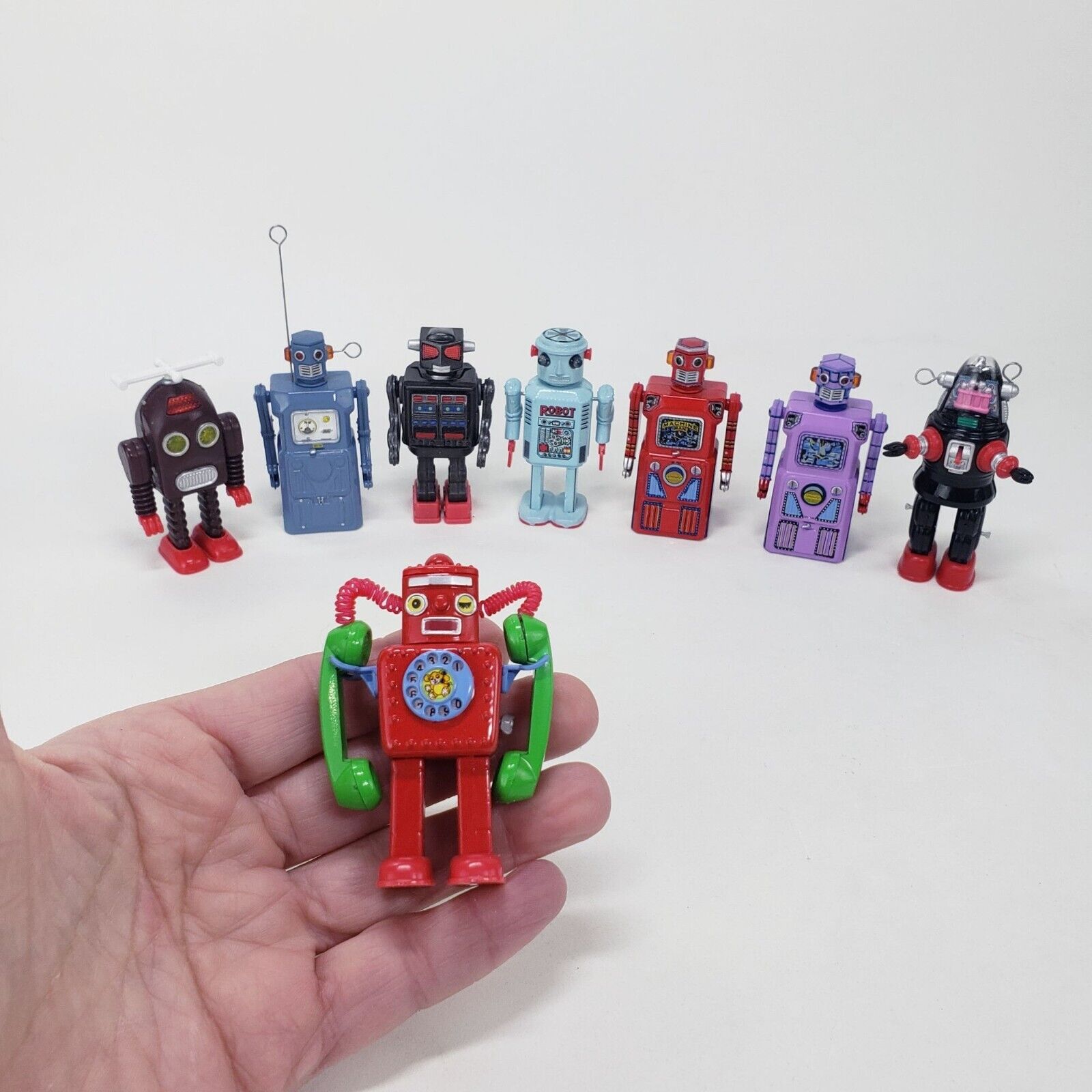 Rare Collection of 8 Mr Kitahara Masudaya Apple Tin Age Miniature diecast robots