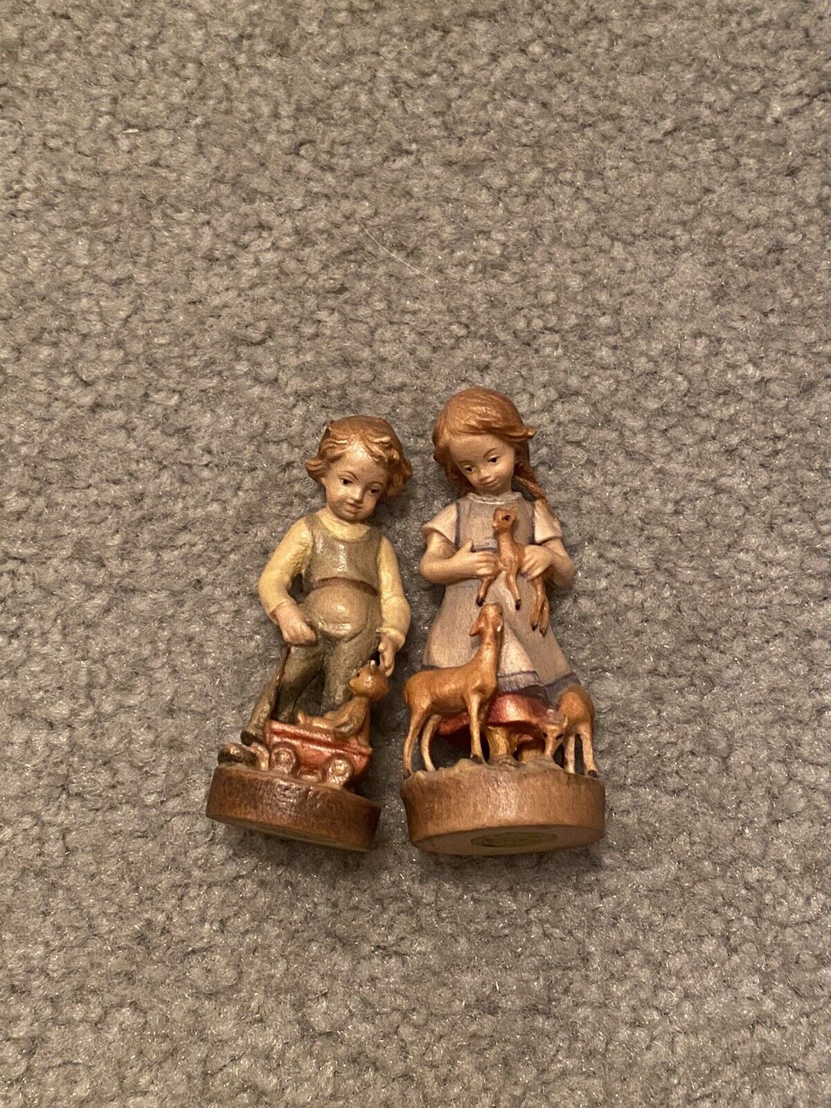 Italian Dolfi Wooden Figures - Girl And Boy