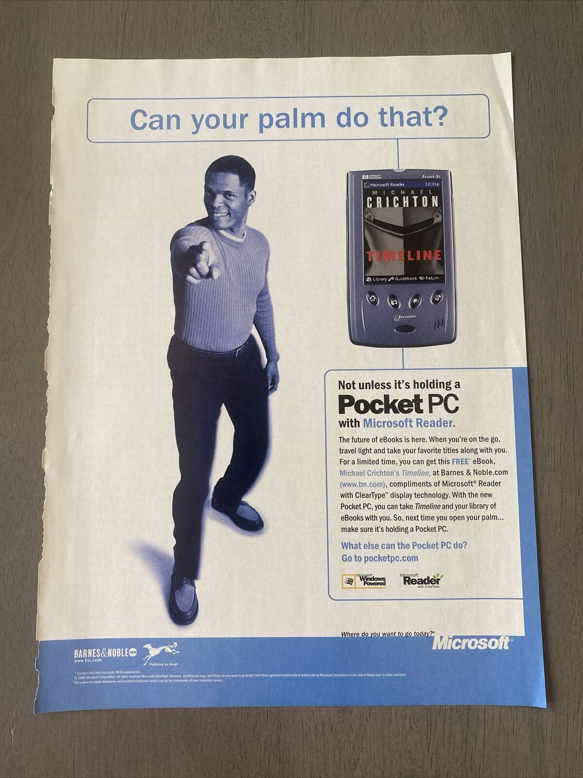 Vintage Y2K 2000 Microsoft Pocket PC Magazine 11” x 8” Ad - June 19th, 2000