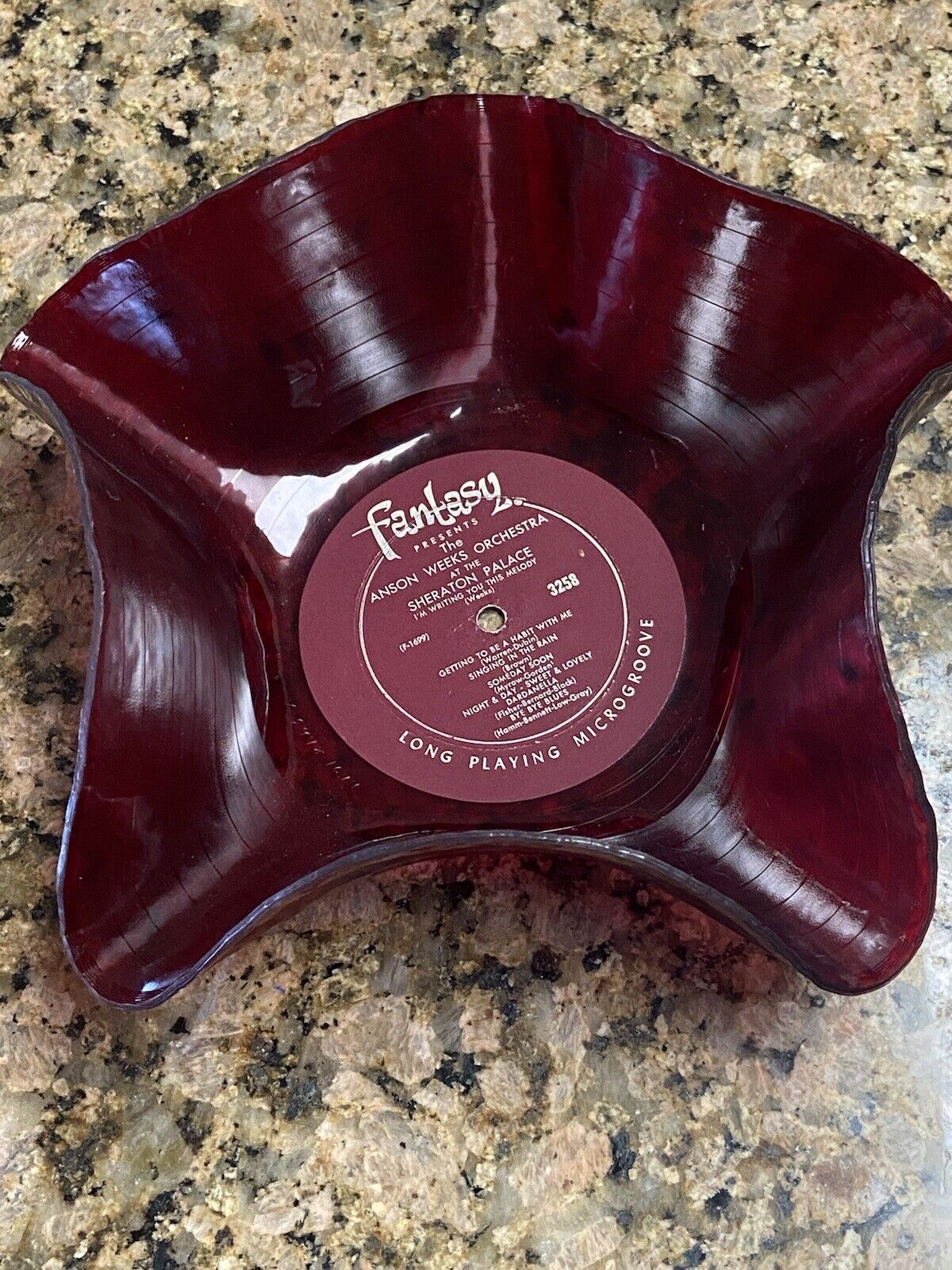 Vintage Red The Anson Weeks Orchestra Vinyl Record Bowl Great Color Rare HTF