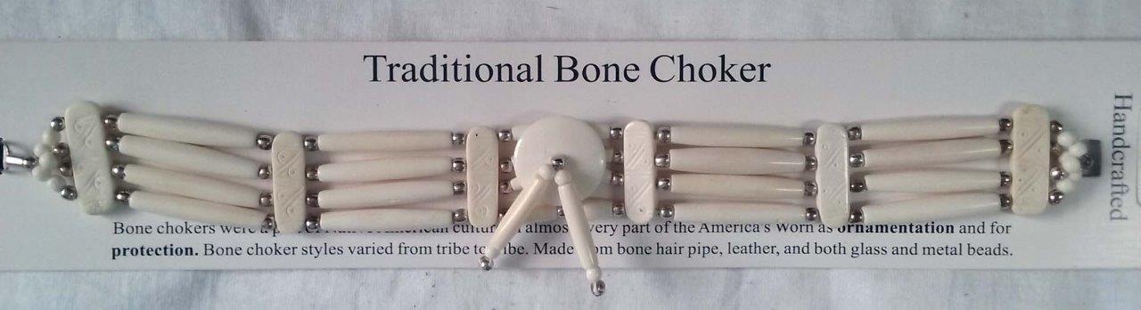 HAND CRAFTED WHITE FOUR ROW BUFFALO BONE CHOKER #549 native style necklace bones