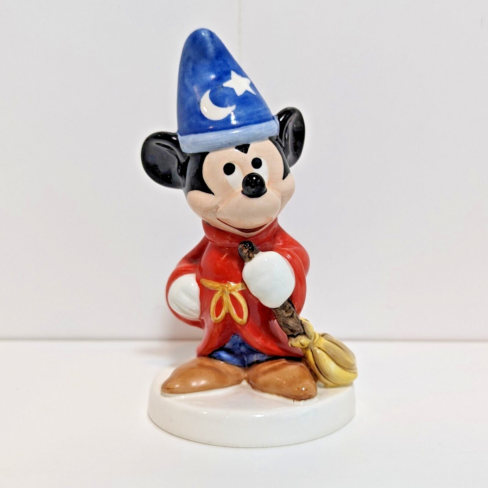 Goebel Disney Fantasia Sorcerer Mickey Mouse with Broom Porcelain Figurine 5”