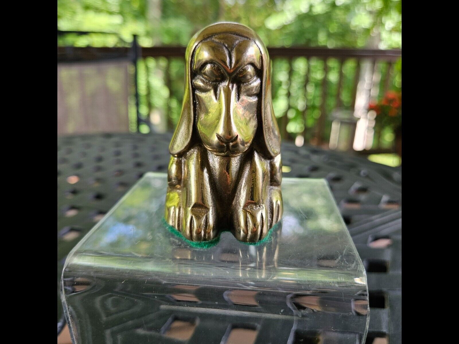 Vintage Brass Small Hound Dog Figurine or Paperweight Approx. 3 Inches Tall