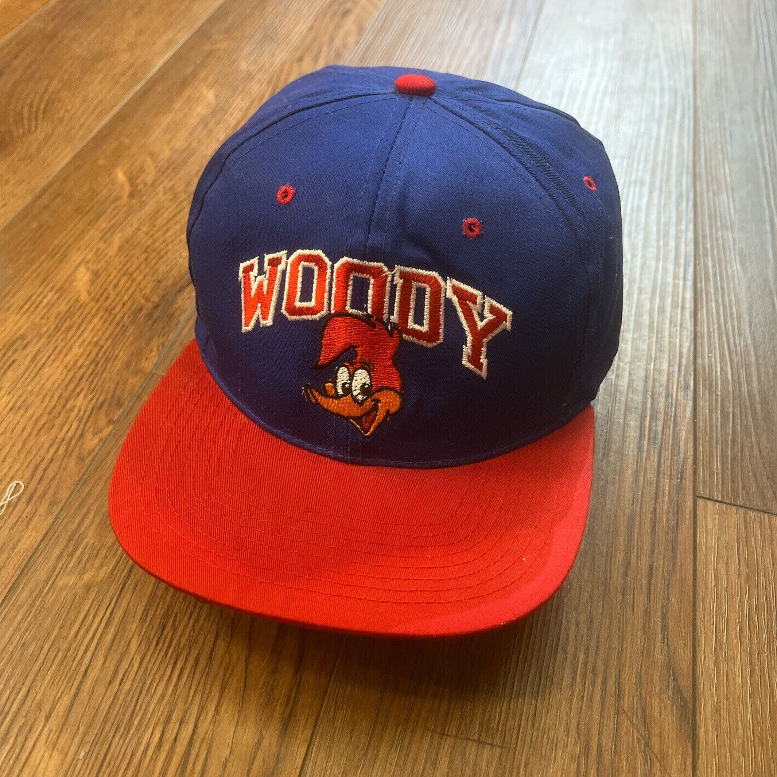 Woody Woodpecker Hat Cap,1993 Walter Lantz,Red & Blue,Embroidered,Nice Preowned