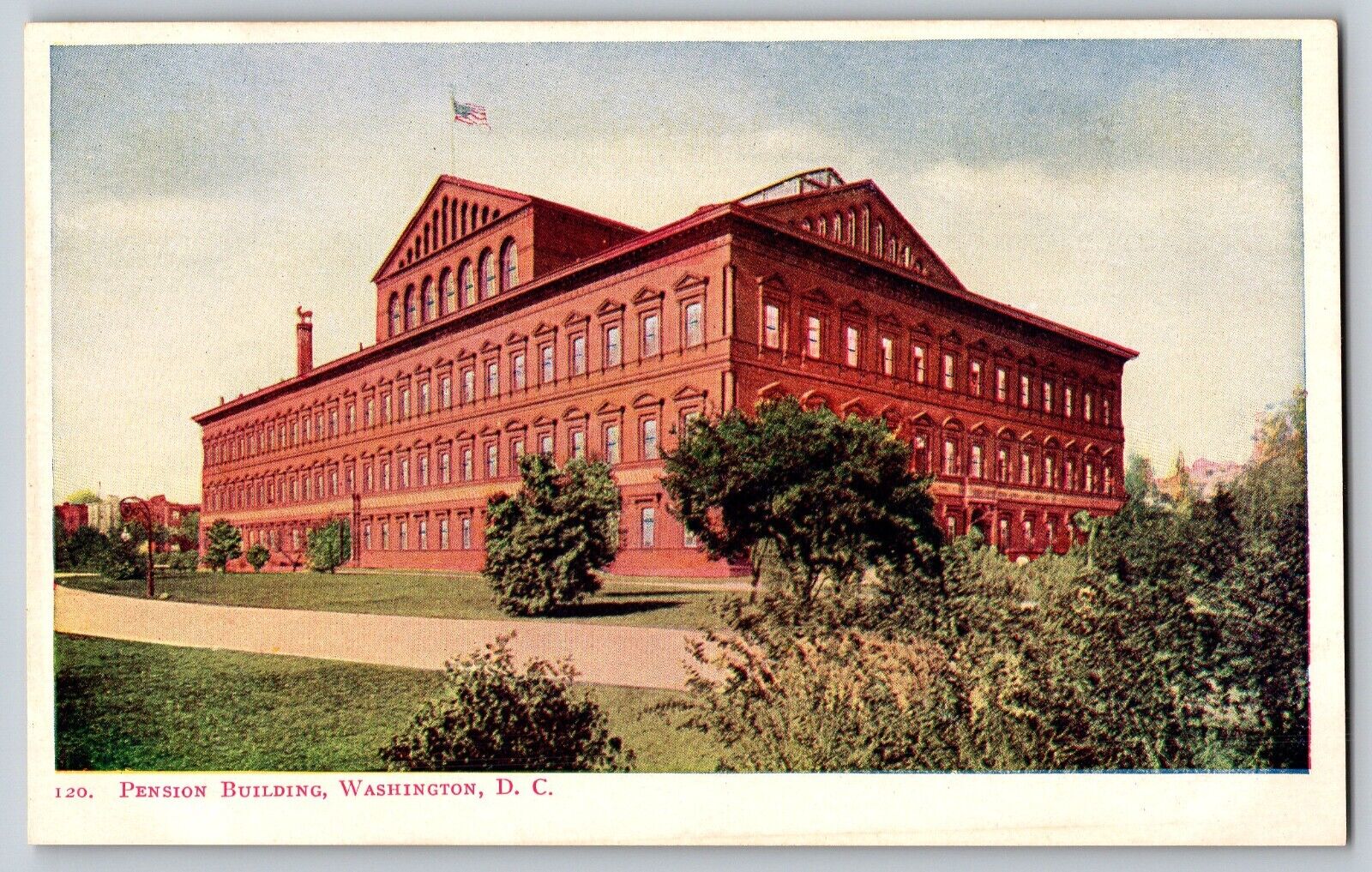Washington, DC - Side View of Pension Building - Vintage Postcard - Unposted