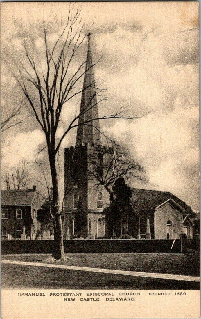 1930'S. NEW CASTLE, DEL. IMMANUEL PROTESTANT EPISCOPAL CHURCH. POSTCARD. DB38