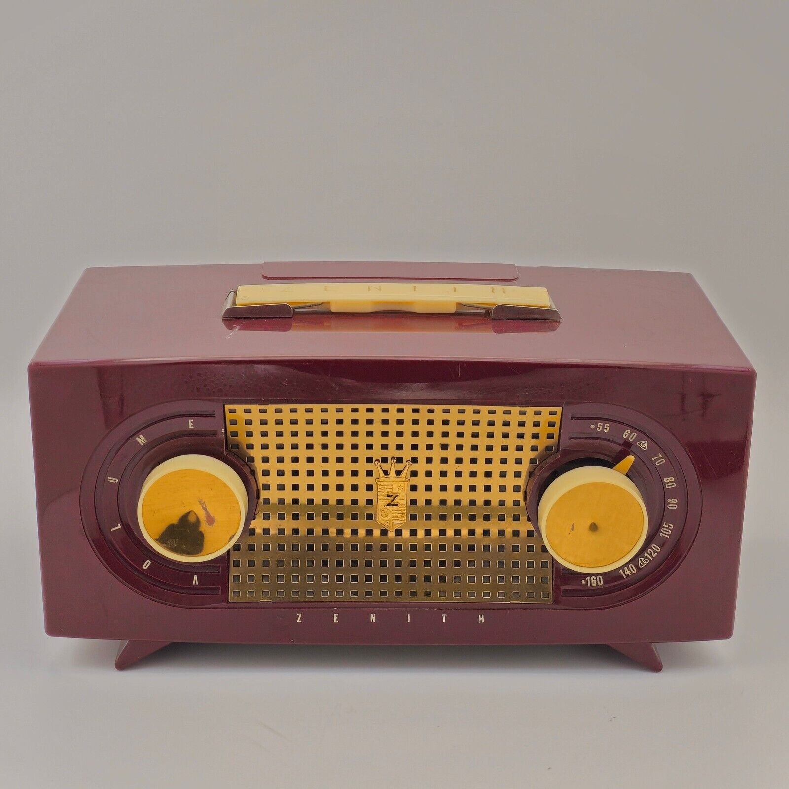 Mid Century Zenith Red Radio Works Perfectly, Burgundy Maroon 1955 Model R511R V