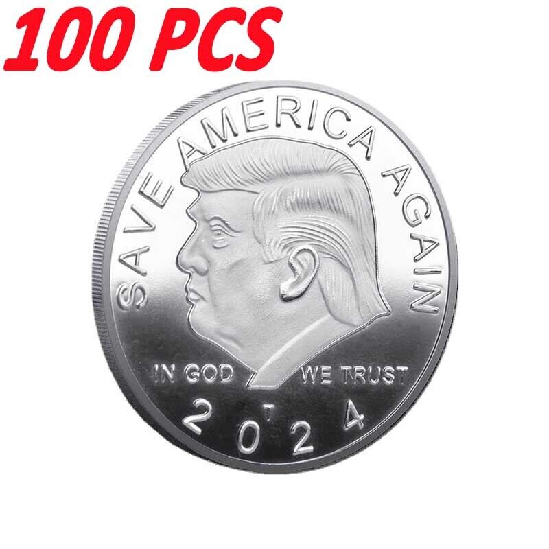 100PCS 45Th President Donald Trump Coins Silver Plated Gifts Commemorative