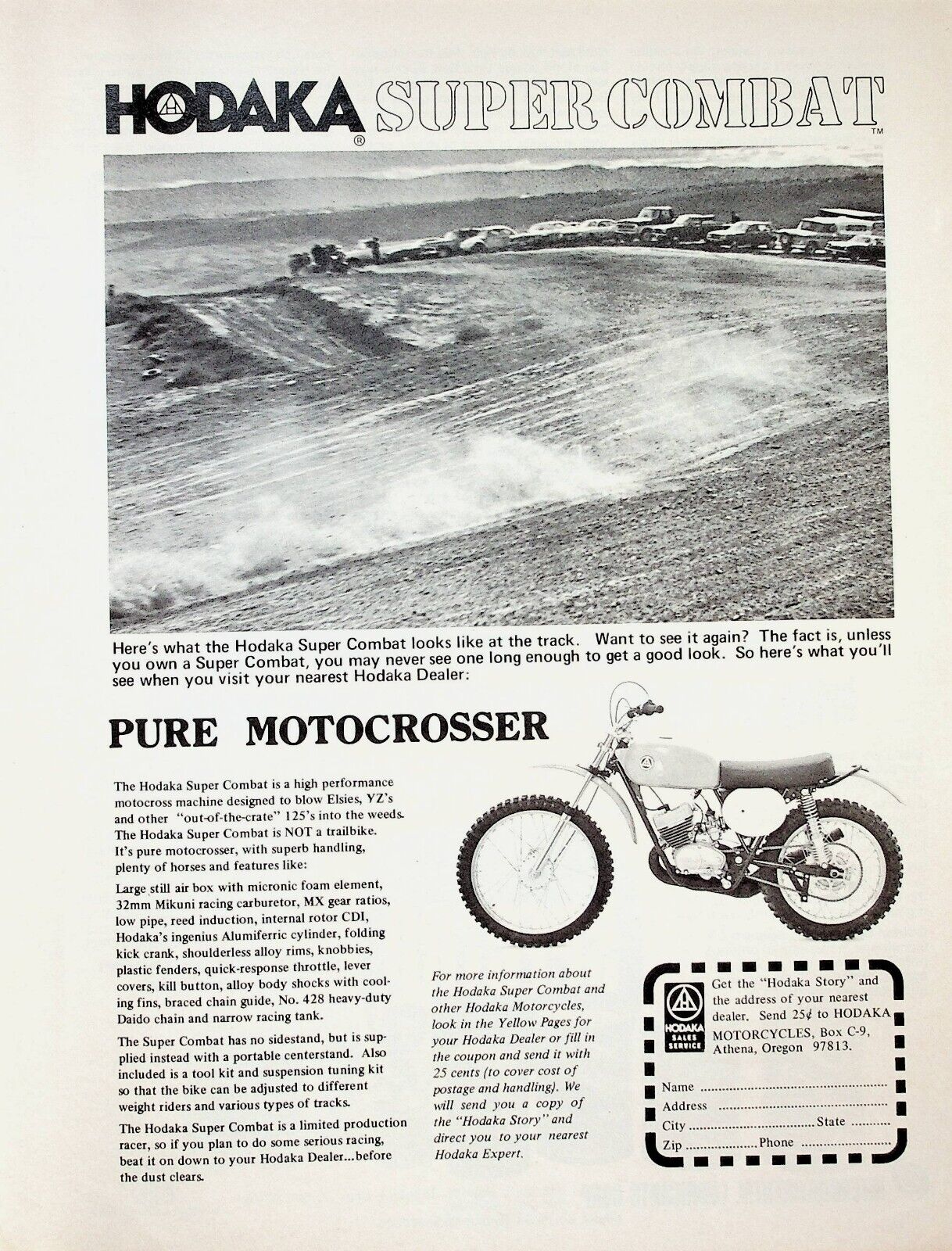 1974 Hodaka Super Combat Motocross - Vintage Motorcycle Ad